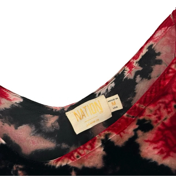Nation LTD Aya Tie Dye Cami Velvet Silk Blend Tank Rosebud Red Black Medium - Picture 7 of 9